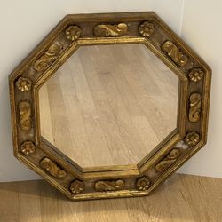 Vintage Octagonal Gold Gilt Mirror | Hollywood Regency Traditional Italian Florentine Style