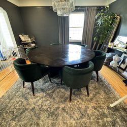 Full Dining Room Set 6 Foot Round Restoration Hardware Table And Chairs