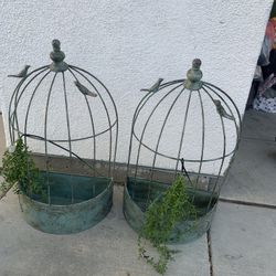 2 Wall Hanging Metal Bird Cages