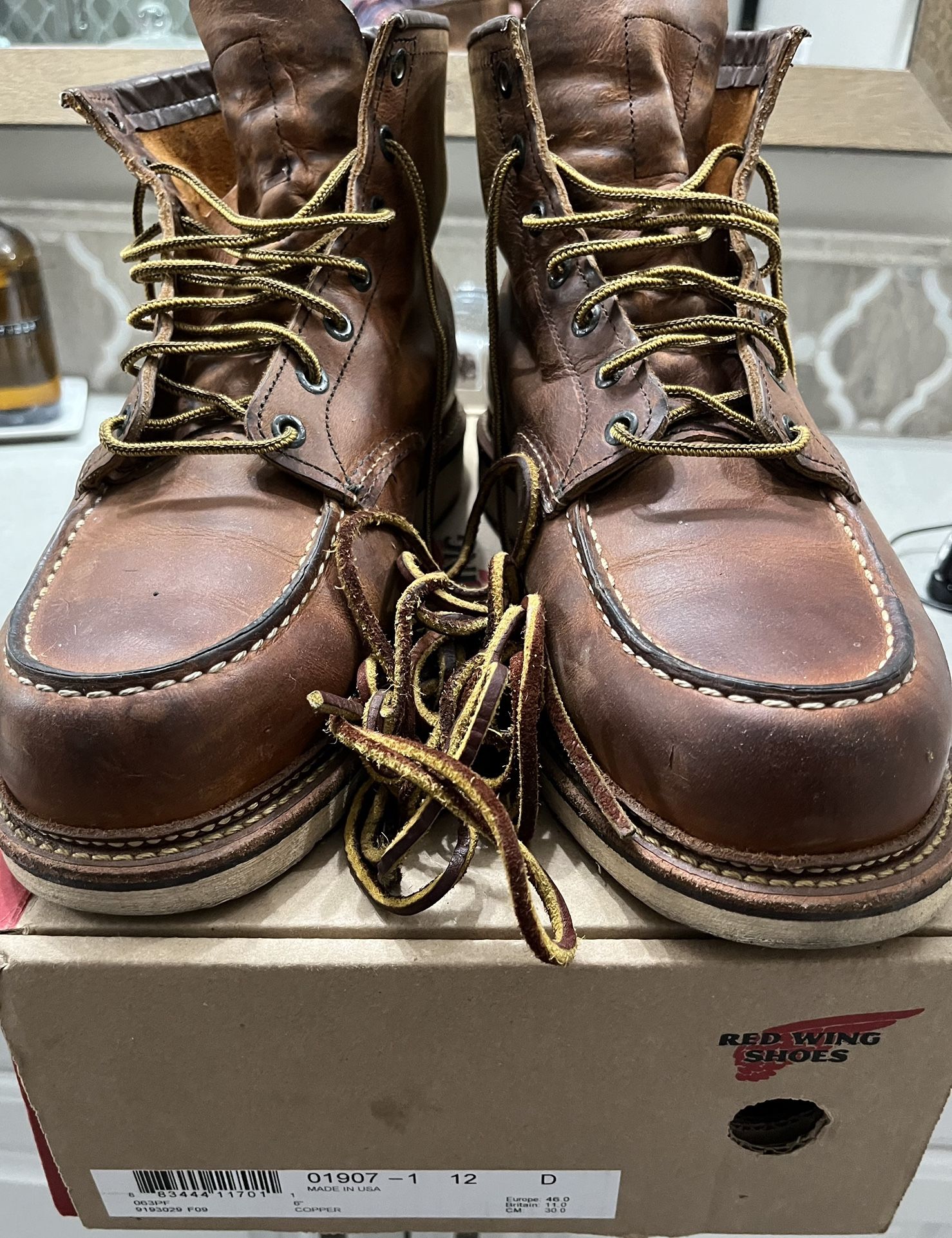 Red Wing 1907 Heritage Moctoe Rough and Tough Leather. 12 D