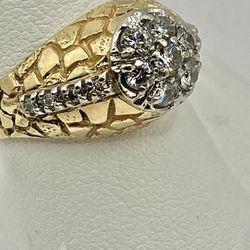 Gents 14k Yellow Gold 1 Carat Diamond Ring