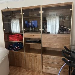 Wall Unit, Vintage Shelving Unit W/lights