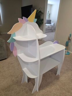 Kids Unicorn Bookshelf with Desk $50