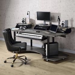 Brand New 83" Black Oak Computer Desk