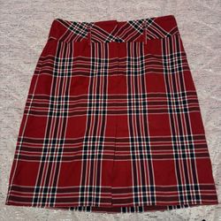 Womens Size 4 Small Tommy Hilfiger Red Plaid Pencil  Skirt 