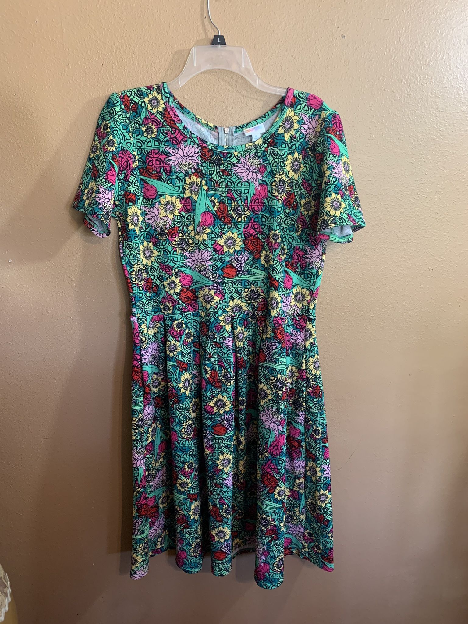 LuLaRoe Amelia Green Floral Dress XL