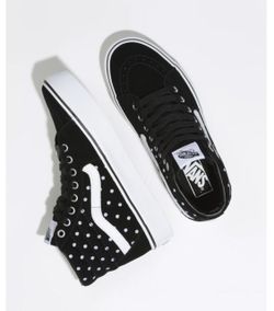 VANS Sk8-Hi Polka Dot Platform Black Suede Women Skate Shoes Sneaker Size 6.5