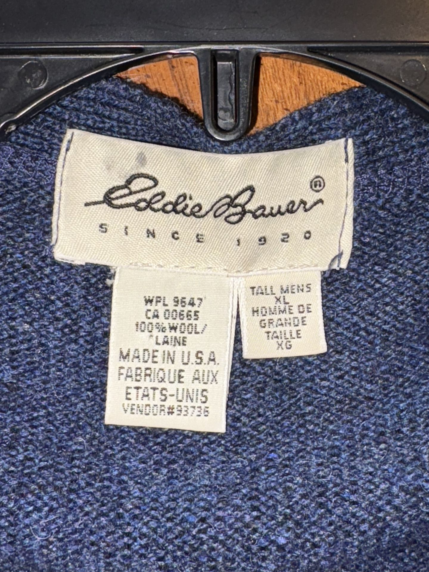 Vintage Eddie Bauer Wool Sweater W/ Elbow Patches Size Men’s XL Tall