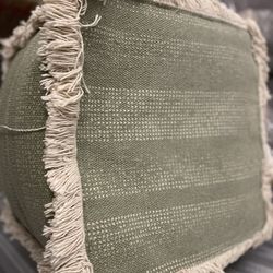 Pickup Today Price-Rodeo 16” Square Pouf Ottoman- Sage Green Cotton, Accent Seating
