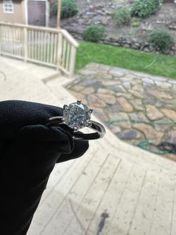 Brand New Moissanite Six Prong Ring 1CT 18K White Gold Plated Sterling Silver