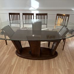 Glass Top Dining Table With 4 Foldable Chairs