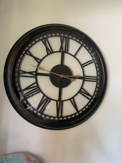 Large Round Metal Wall Clock Roman Numerals