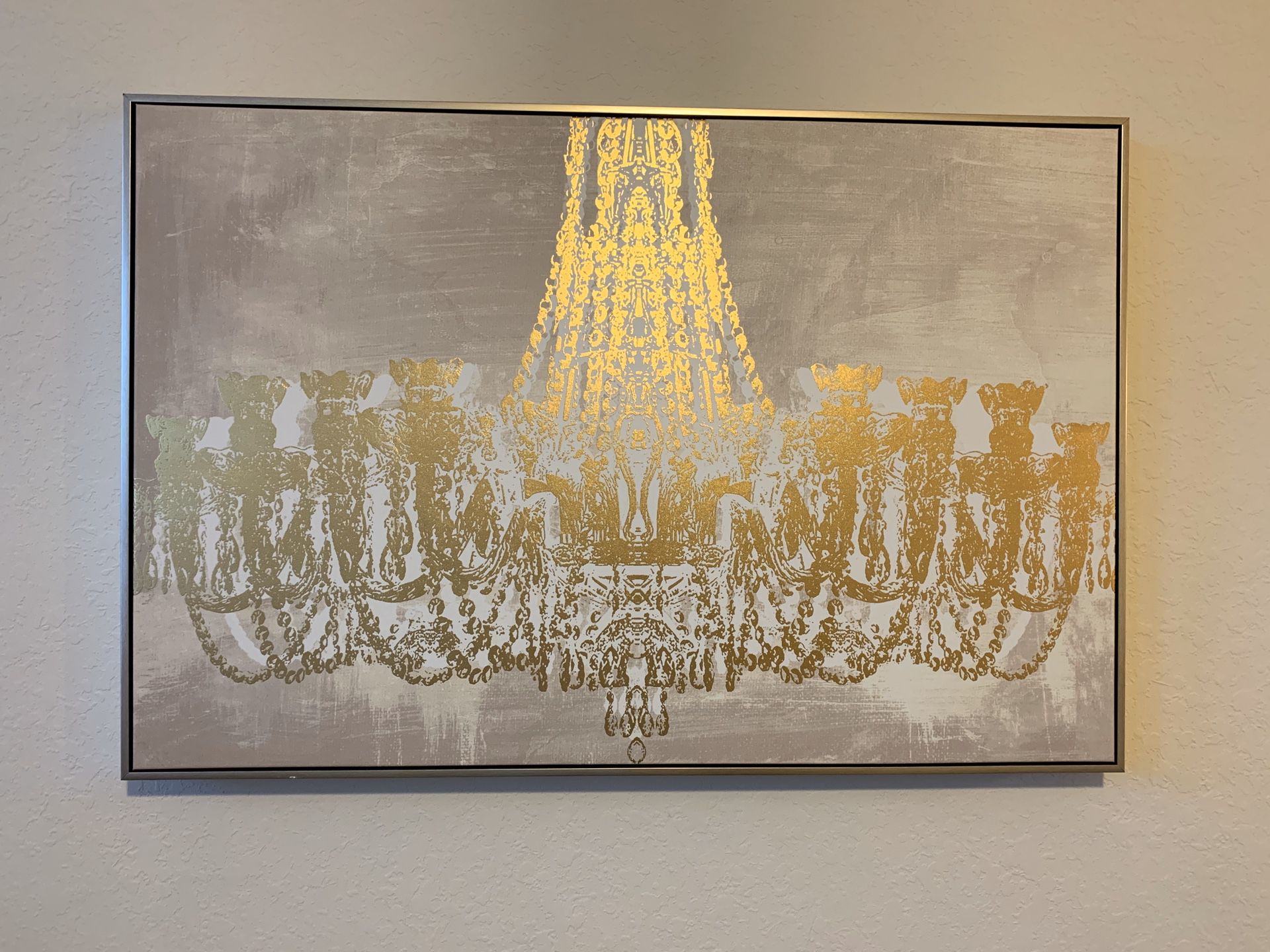 Gold chandelier metallic wall art