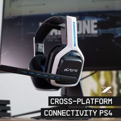 ASTRO Gaming A20 Wireless Headset Gen 2 - Compatible with PlayStation 4 & 5 / PC/Mac - White/Blue