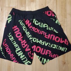 Under Armour Black, Yellow & Pink Athletic Shorts (YXL)