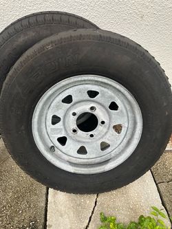 Pair of ST175/80D13 Trailer Tires with 5-Lug Rims