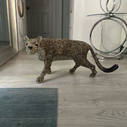 African Beaded  Wire Leopard (Art Statue)