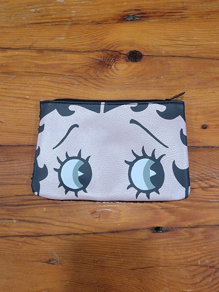 Ipsy Betty Boop Cosmetic/Makeup Bag With Black Sequins On Back ~ 7.5"×5"