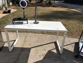 White Desk With Metal Legs