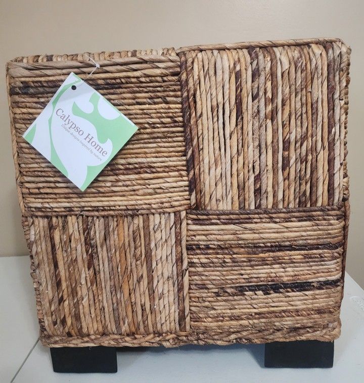 HandWoven Abaca Accent End Table Side Table Square 17"x 17"x 18" Brown By Jeffan