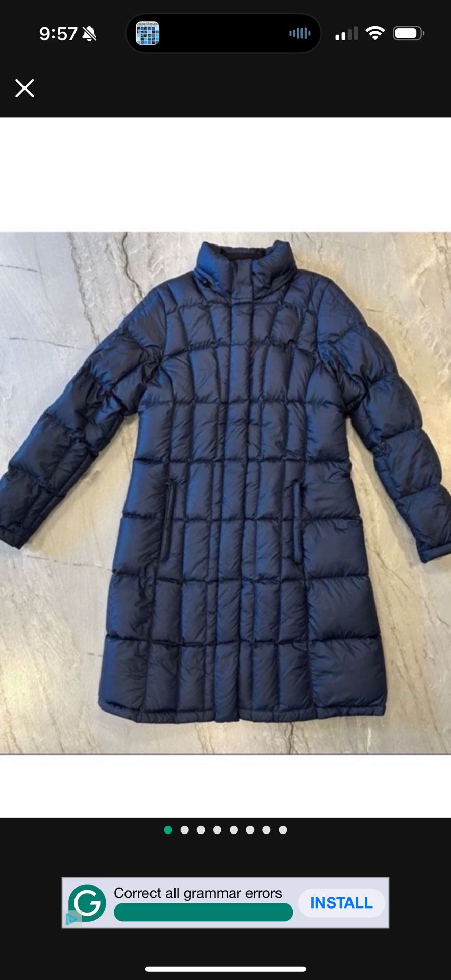 WOMENS MEDIUM NORTH FACE LONG COAT JACKET METROPOLIS BLUE