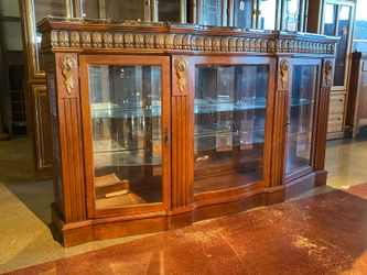 PULASKI Marble Top Display Sideboard w/ Glass Shelves