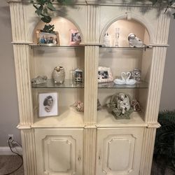 Ballard Designs Vintage Wood Display Cabinet with Lighting