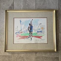 Leroy Neiman Signed 1972 Munich Olympics Shot Put Serigraph Framed Print /250
