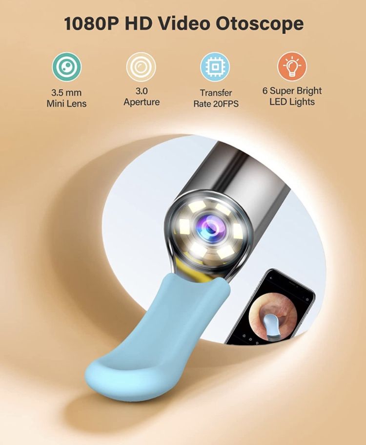 Ear Cleaner with Blackhead Remover Tool Set, Ear Camera and Wax Remover with A 3.5mm Ultra-Thin Lens for iPhone ONLY