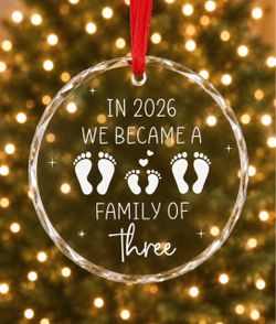 BOUTIQUE 2026 Family of Three Crystal Ornament Clear OS l Baby First Christmas Ornament