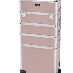 4-in-1 Aluminum Lockable Rolling Makeup Cosmetic Organizer Train Case  