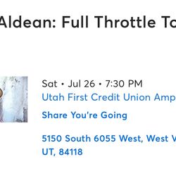 (2) Jason Aldean Concert Tickets- Salt Lake City (Jul 26, 2025)