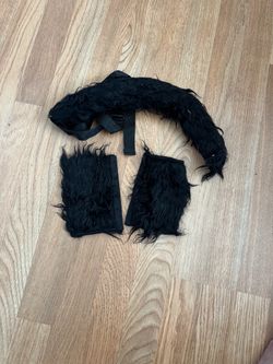 Black Faux Fur Costume Tail and Cuffs Set