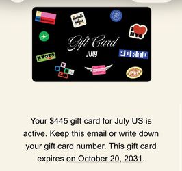 July suitcases gift card