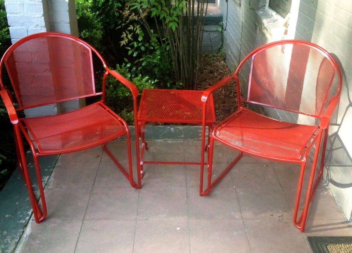 Red Porch Furniture Set With Table