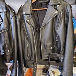2 Leather Riding Jackets And 2 Sets Of Chaps