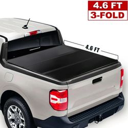 4.6ft Hard Tonneau Cover Tri-Fold For 2022-2024 Ford Maverick Truck Bed w/Lights
