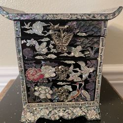 Korean traditional Mother Of Pearl 3 Drawer jewelry Box 6.50”x 6”