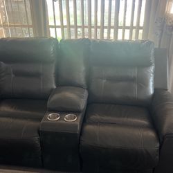 Leather Love Seat Reclining Sofa 