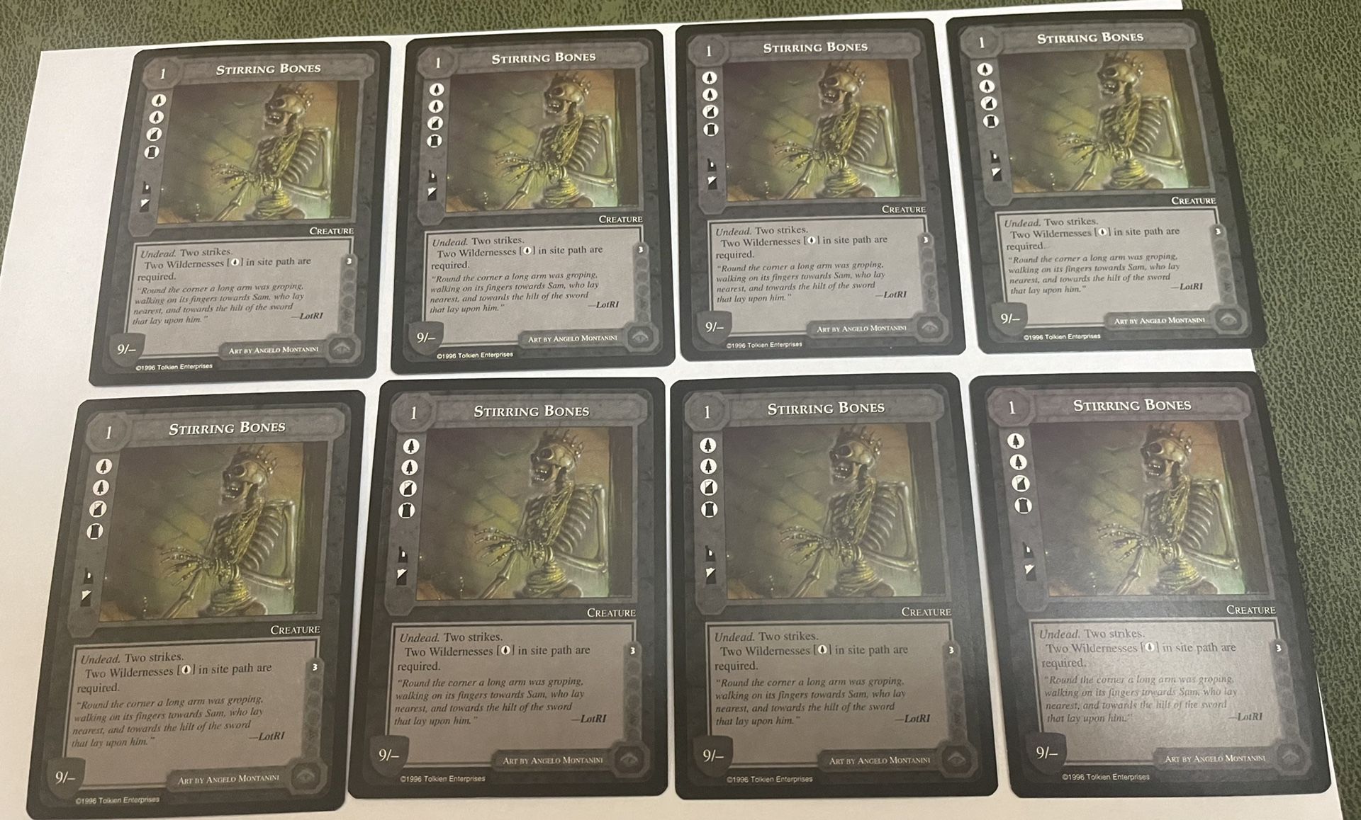 Lot of 8 Middle Earth CCG Stirring Bones Cards