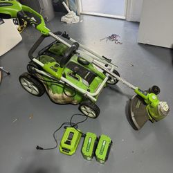 Greenworks lawn mower and trimmer 40 volts For
