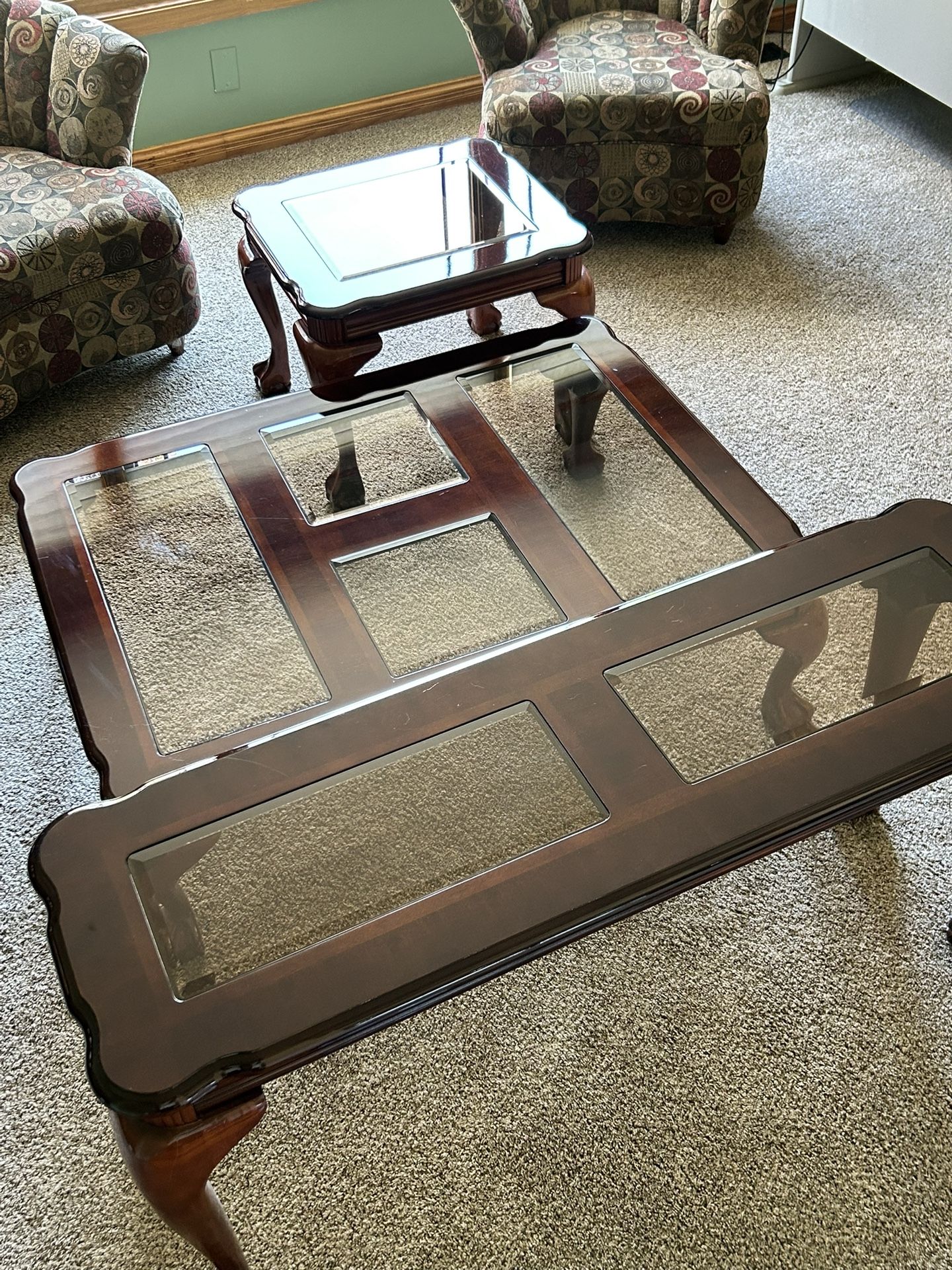 Glass/Cherry Wood Tables