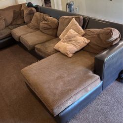 Very Large Brown Cloth And Lester Sectional