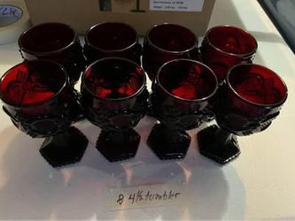 6- Avon Cape Cod Ruby 4.5” Goblets