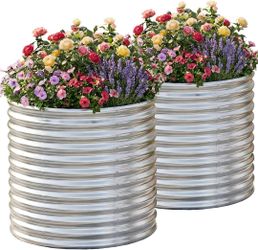 AHEONLAR 3x3x3ft Round Galvanized Raised Garden Bed 2-Pack