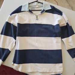 CRE8 Havoc Striped Mid Length Zippered Polo Size Medium Used.