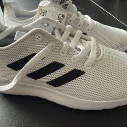 Adidas Mesh White Sneakers with Black Stripes