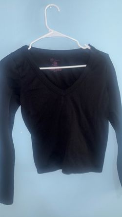Black Long Sleeve V-Neck Top