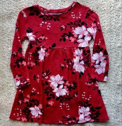 2 pack Old Navy NEW 4T 100% Cotton  (Red AND Red Floral Thermal) Skater Dresses LS