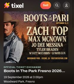 FRESNO BOOTS IN THE PARK VIP TICKETS